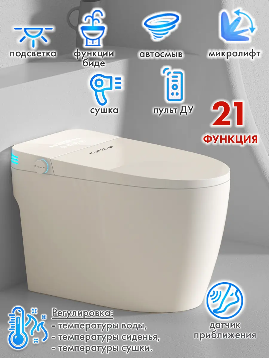 Смарт унитаз HAITEC HT-ESTR02 электронный автоматизированный Смарт унитаз HAITEC HT-ESTR02 электронный автоматизированный
