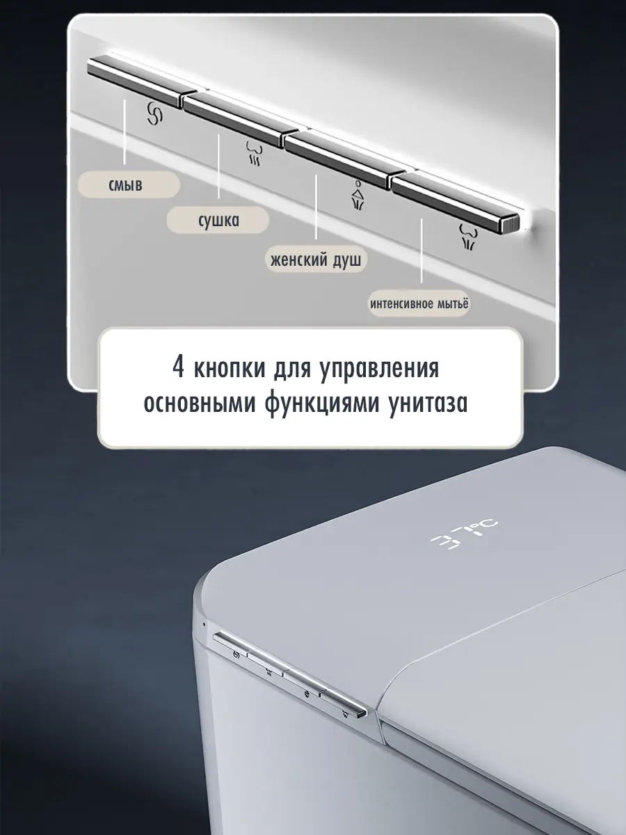 Смарт унитаз HAITEC HT-EST413E с встроенным бачком и голосовым управлением
