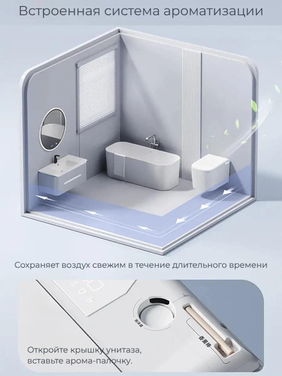 Смарт унитаз подвесной HAITEC HT-ESTY3WE автоматизированный с встроенным бачком