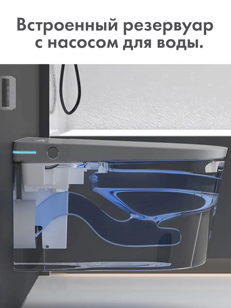 Смарт унитаз подвесной HAITEC HT-ESTPG02 GRAY автоматизированный с встроенным бачком