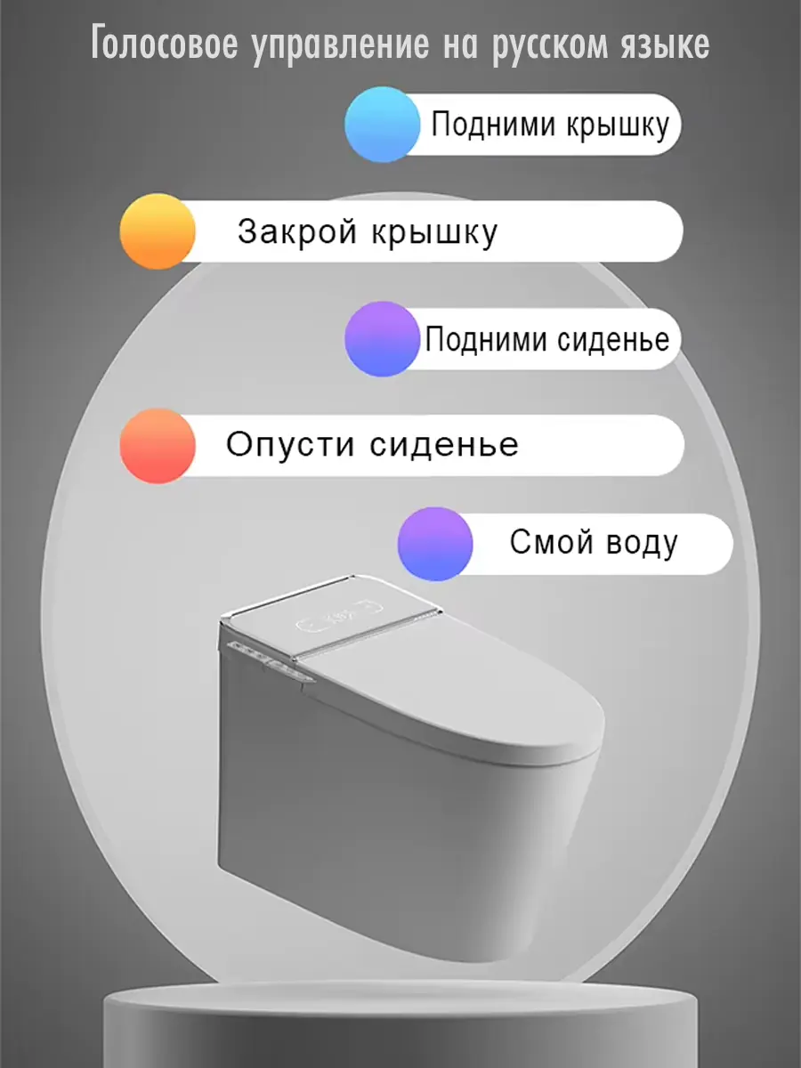 Смарт унитаз HT-EST414E с встроенным бачком и голосовым управлением Смарт унитаз HT-EST414E с встроенным бачком и голосовым управлением