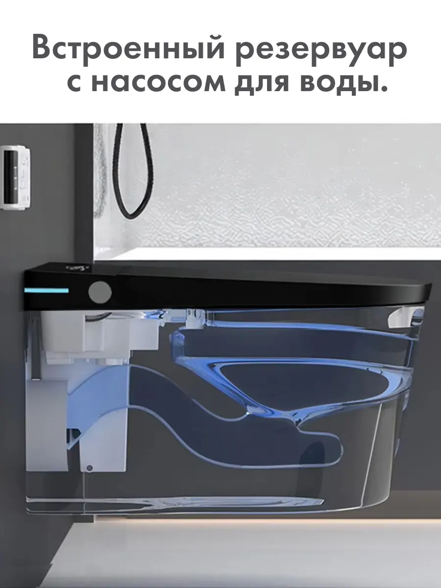 Смарт унитаз подвесной HAITEC HT-ESTPG02 BLACK автоматизированный с встроенным бачком Смарт унитаз подвесной HAITEC HT-ESTPG02 BLACK автоматизированный с встроенным бачком