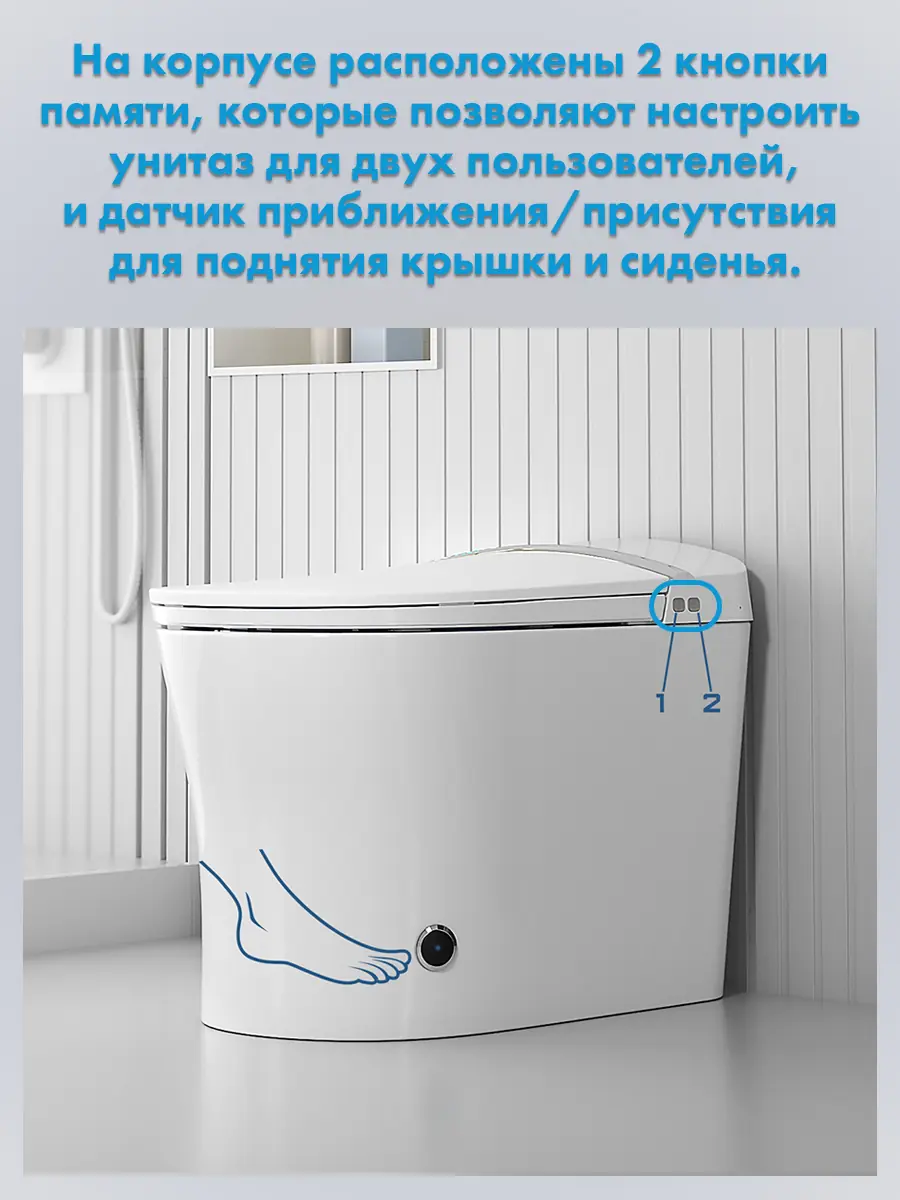 Смарт унитаз премиум HAITEC HT-EST8969 с встроенным бачком и пультом Д/У 