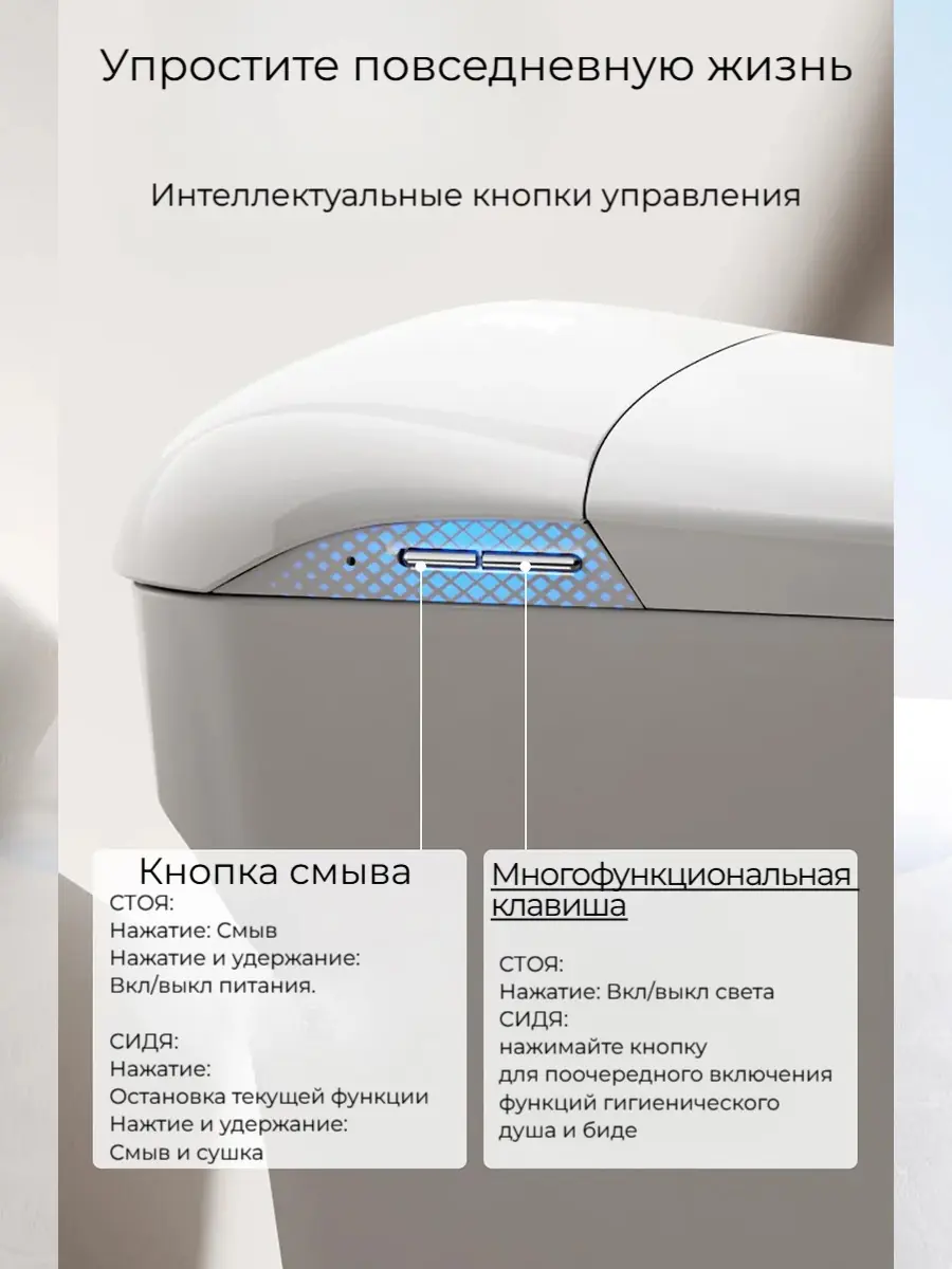 Смарт унитаз HAITEC HT-ESTE5E автоматизированный с встроенным бачком