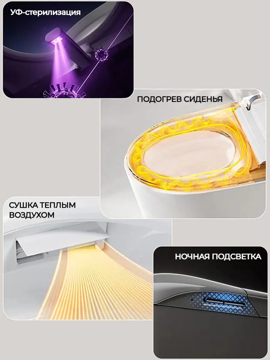 Смарт унитаз HAITEC HT-ESTE5E автоматизированный с встроенным бачком