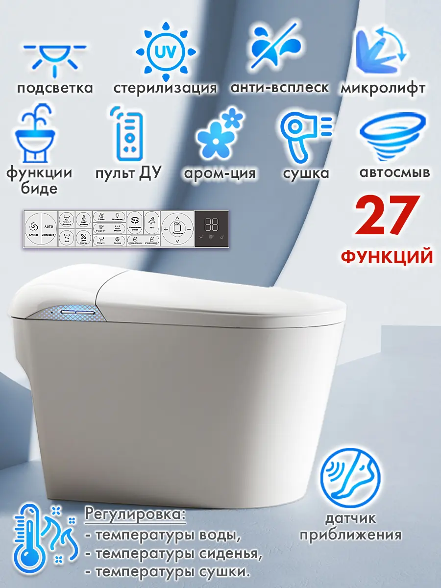 Смарт унитаз HAITEC HT-ESTE5E автоматизированный с встроенным бачком