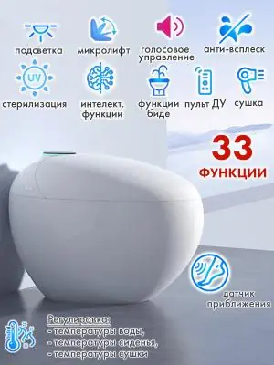 Смарт унитаз HT-EST415E WHITE VOICE с встроенным бачком и голосовым управлением