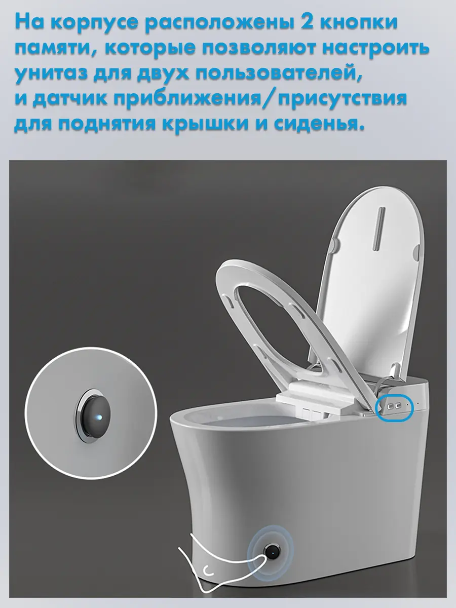Смарт унитаз премиум HAITEC HT-EST8919 с встроенным бачком и пультом Д/У 