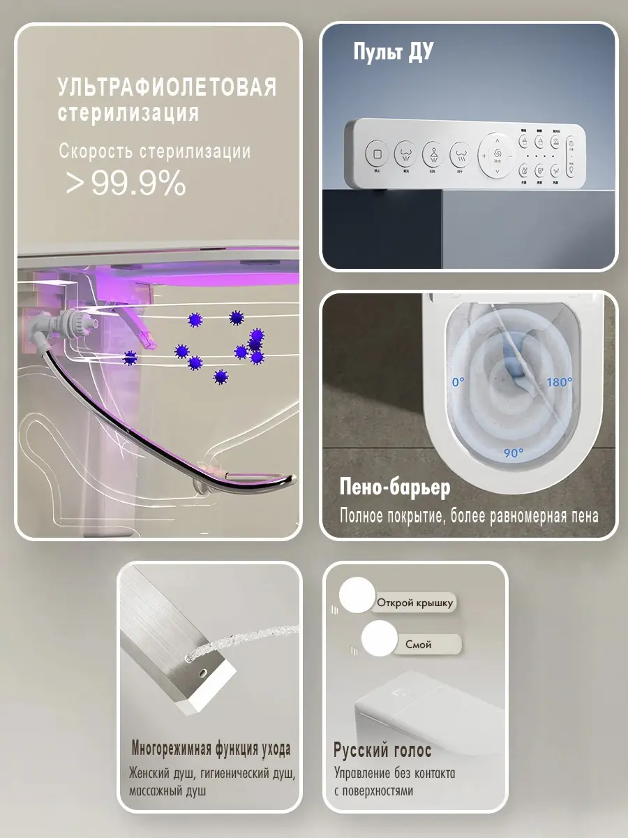 Смарт унитаз HAITEC HT-EST413E с встроенным бачком и голосовым управлением